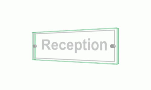 Reception Sign - Clearview Printed onto 6mm Cast Acrylic With Green Edge, Comes Complete With X2 Stainless Steel Standoffs.