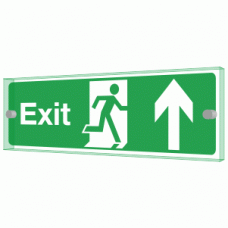 Exit Ahead Sign - Clearview Printed onto 6mm Cast Acrylic With Green Edge, Comes Complete With X2 Stainless Steel Standoffs.