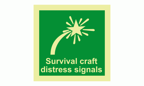 IMO - Survival Craft Distress Signals Photoluminescent Sign