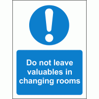 Do not leave valuables in changing rooms sign