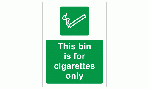 This bin is for cigarettes only sign