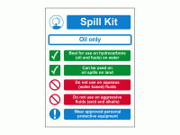 Spill Kit Oil Only sign