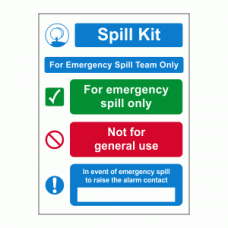 Spill Kit For Emergency Spill Team Only Sign