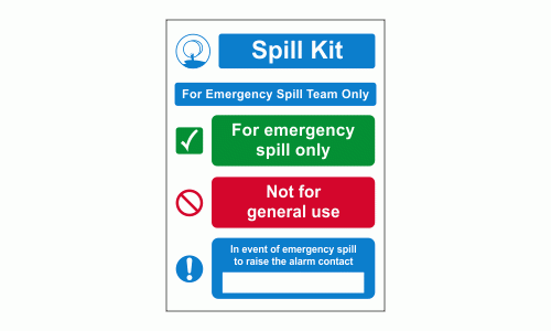 Spill Kit For Emergency Spill Team Only Sign
