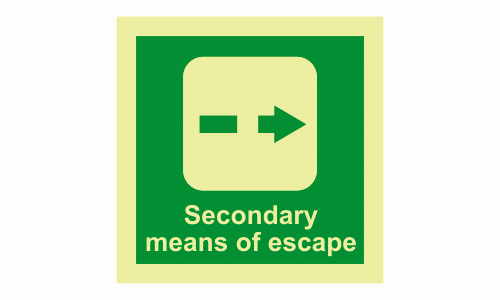 Secondary Means Of Escape Photoluminescent IMO Safety Sign