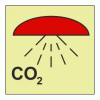 IMO - Fire Control Symbols Space protected by CO2 Photoluminescent Sign IMO 6007