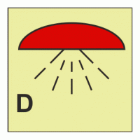 IMO - Fire Control Symbols Space Protected By Drenching System Photoluminescent Sign IMO 6028