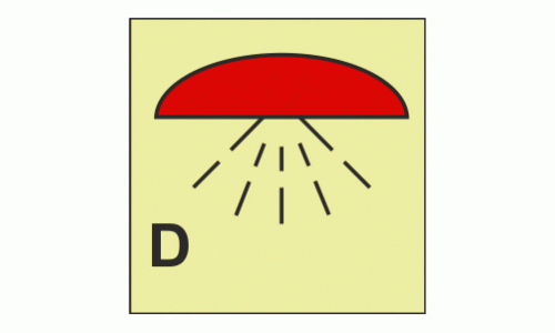 IMO - Fire Control Symbols Space Protected By Drenching System Photoluminescent Sign IMO 6028
