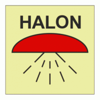 IMO - Fire Control Symbols Space protected by Halon 1301 Photoluminescent Sign IMO 6011