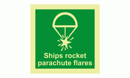 Ships Rocket Parachute Flares Photoluminescent IMO Safety Sign
