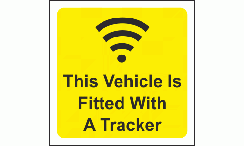 This vehicle is fitted with a tracker sign 