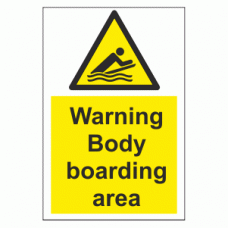 Warning Body boarding area sign