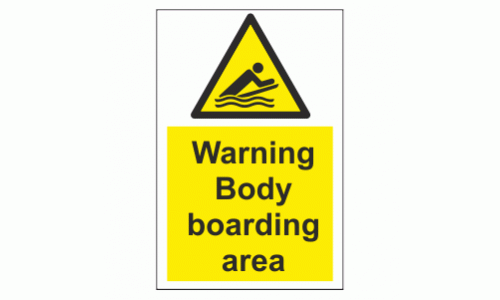 Warning Body boarding area sign