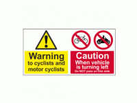 Warning to cyclists and motor cyclist...