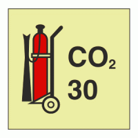 IMO - Fire Control Symbols Wheeled CO2 Fire Extinguisher Photoluminescent Sign IMO 6086