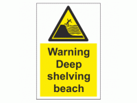 Warning deep shelving beach sign