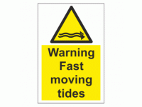 Warning fast moving tides sign
