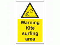 Warning kite surfing area sign