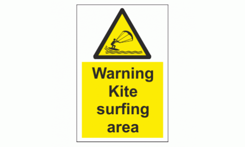Warning kite surfing area sign