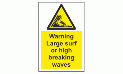 Warning Large surf or high breaking waves sign