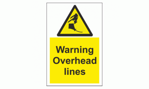 Warning Overhead lines sign