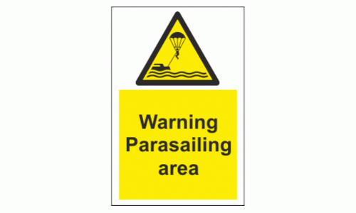 Warning Parasailing area sign