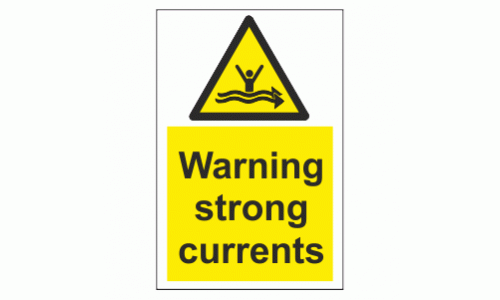 Warning strong currents sign