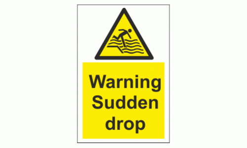 Warning sudden drop sign