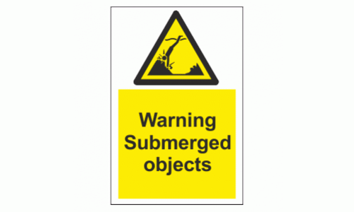Warning submerged objects sign