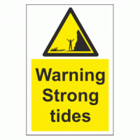 Warning strong tides sign