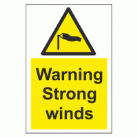 Warning Strong winds sign