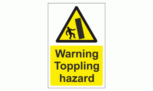 Warning Toppling Hazard sign