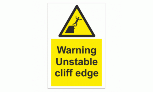 Warning Unstable cliff edge sign