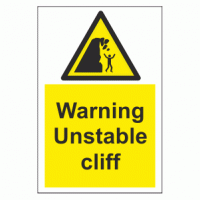 Warning Unstable cliff sign