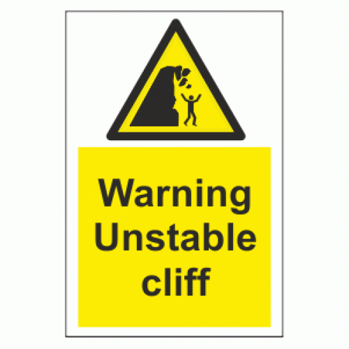 Danger Unstable Cliff Edge Metal/Aluminium Hazard Safety Warning UV Print Sign 