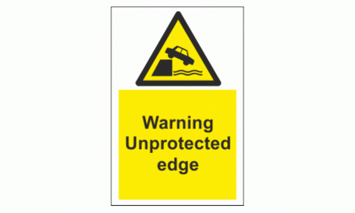 Warning Unprotected edge sign