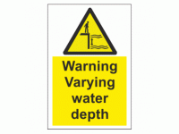 Warning Varying water depth sign