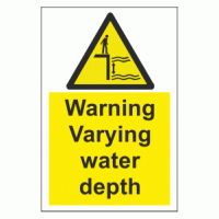 Warning Varying water depth sign