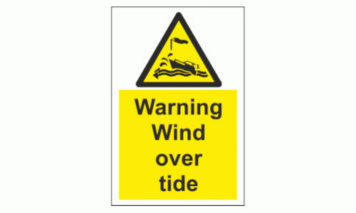 Warning Wind over tide sign