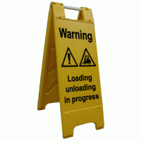 Warning loading unloading in progress sign stand