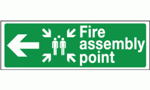 Fire assembly point arrow left sign