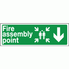 Fire assembly point arrow down sign