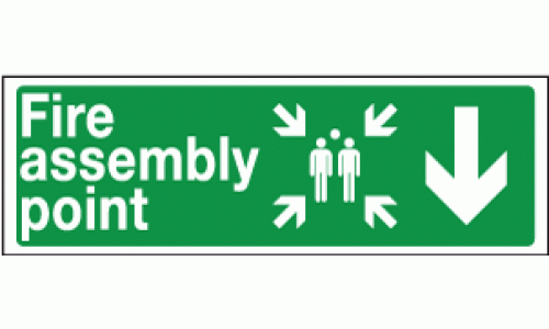 Fire assembly point arrow down sign