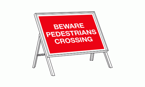 Beware pedestrians crossing sign