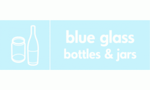 Blue Glass Bottles & Jars Waste Recycling Signs WRAP Recycling Signs