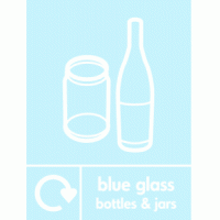 Blue Glass Bottles & Jars Waste Recycling Signs WRAP Recycling Signs