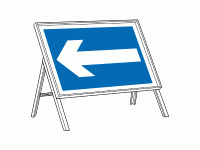 Blue with white arrow left sign