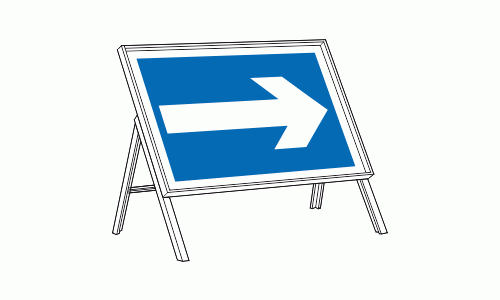 Blue with white arrow right sign