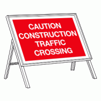 Caution construction traffic crossing sign
