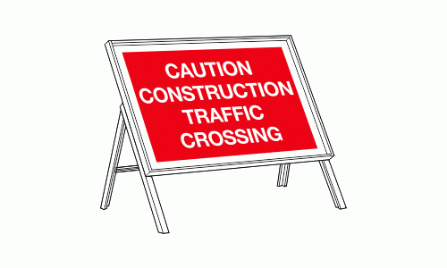 Caution construction traffic crossing sign